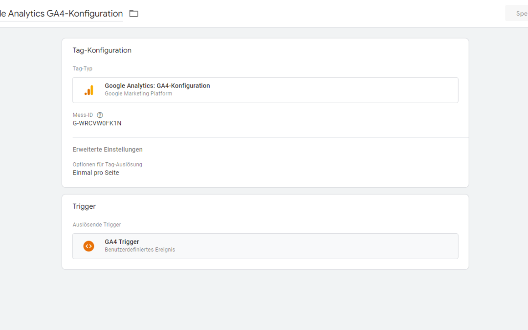 Screenshot: Google Analytics GA4-Konfiguration Tag bei Verwendung von Usercentrics