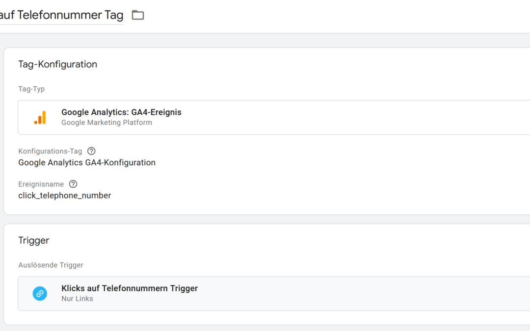 GA4-Ereignis Tracking: Klicks auf Telefonnummer und Klicks auf E-Mail Adresse mit dem Google Tag Manager (GTM) [2022]